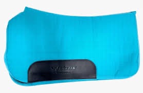 teal equestrian western saddle pad with leather patch