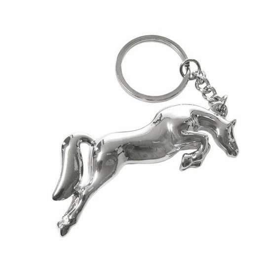 Silver keyring with solid jumping horse
