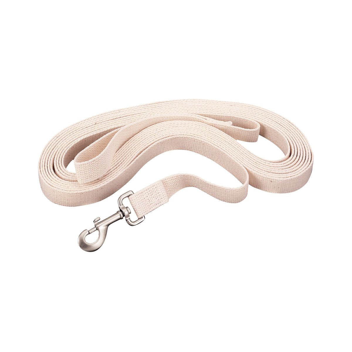 Off white flat lunge line with nickel plated clip