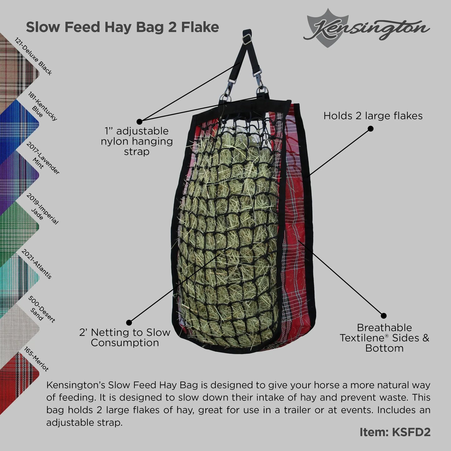 2 flake feedbag with netting for horses
