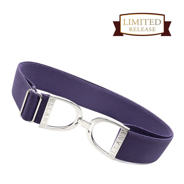 Purple Ellany branded belt with silver  stirrup buckle on a white background, featuring a 'Limited Release' banner.