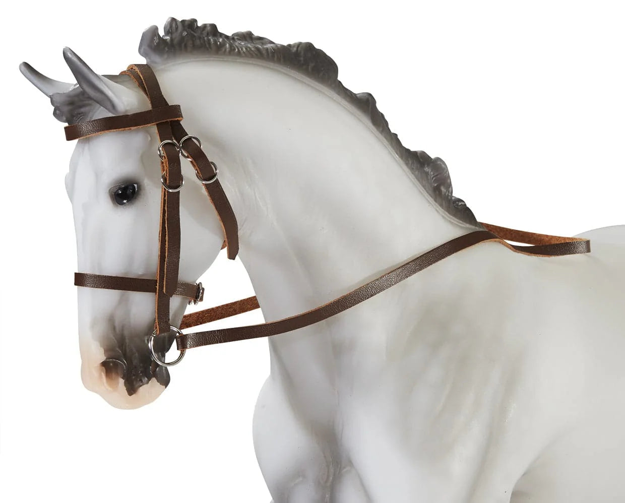 toy horse modeling a brown english halter