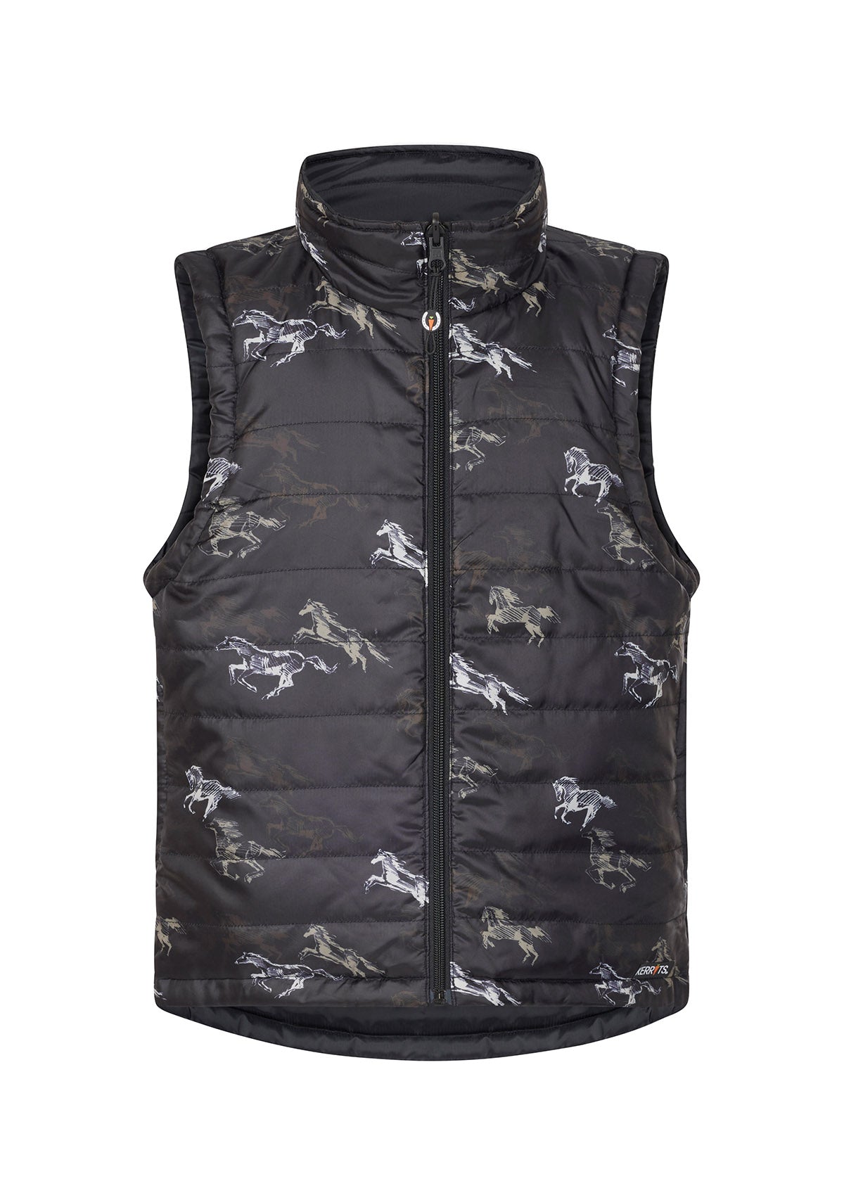 Front view of kids, black and brown riding vest