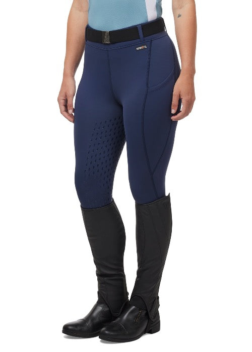 navy equestrian riding tights on model