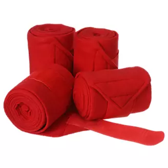 red set of equestrian polo wraps