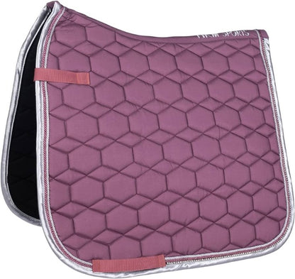 purple and silver saddle pad with gems 
