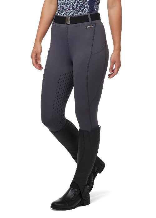 grey equestrian riding tights on model