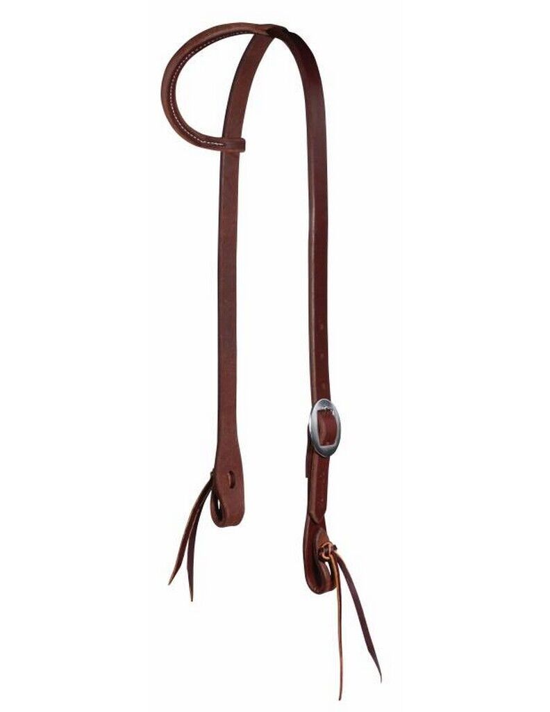 Simple brown leather one ear western headstall