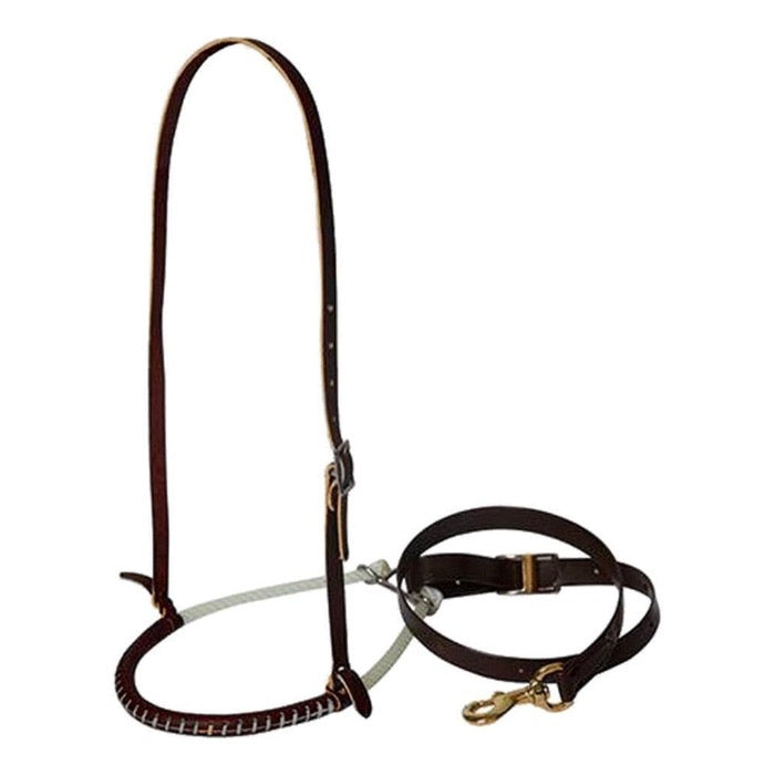 front view of a western stiyle leather and cord tie down set 