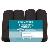 set of four equestrian black standing wraps in blue packaging