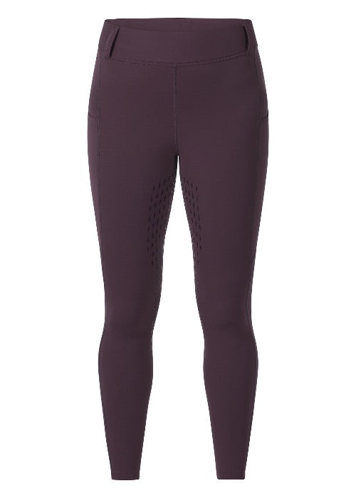 purple equestrian riding tights on white background