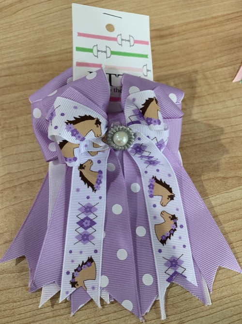 Pretty purple ribbon equestrian show  bows