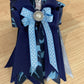 Pretty navy and light blue ribbon equestrian show bows