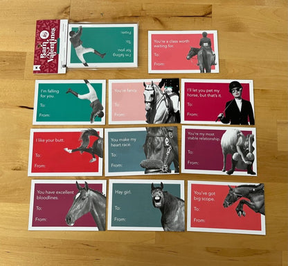 Set of ten humorous equestrian related valentine cards