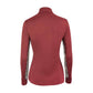red long sleeve with cheetah print mesh under arms and quarter zip