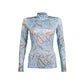 light blue sage stirrups and bridle pattern long sleeve shirt with quarter zip shirt 