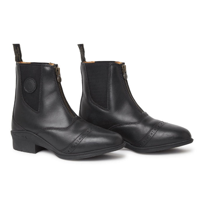 Black paddock boots with front zippers