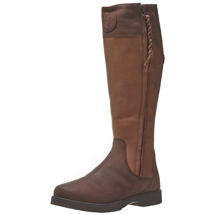 equestrian brown country boot with side zip