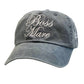 Grey baseball style equestrian cap with "Boss Mare" embroidered on the front.