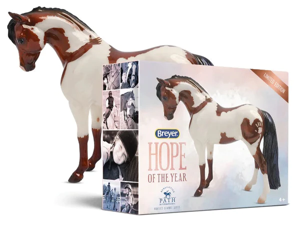 Breyer hope of the year, paint horse with child hugging horse