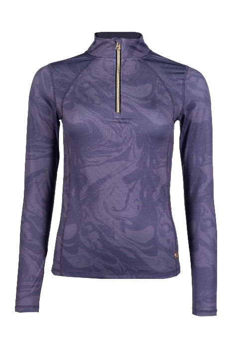 purple mesh long sleeve shirt with quarter zip