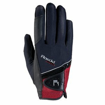 Black and red equestrian riding glove with Roeckl logo
