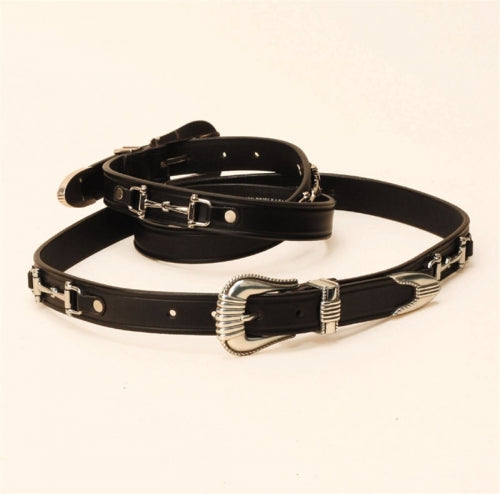 Tory Snaffle Bit Belt With a 3-Piece Silver Buckle Set
